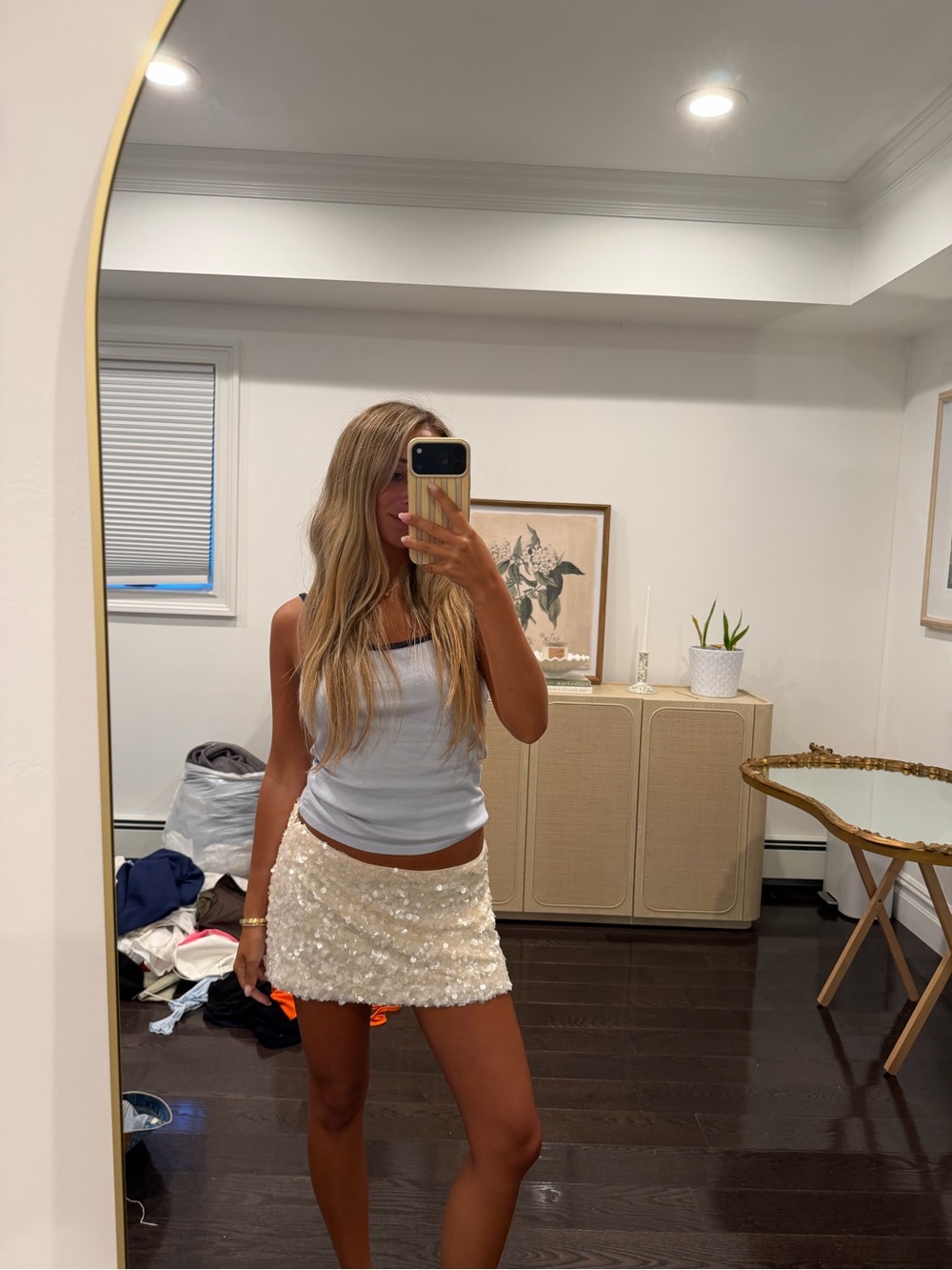 Zara Sequin Mini Skirt in Ivory